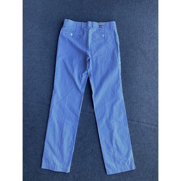 JCP JC Penney Seersucker Pants Blue White Stripe Beach Preppy Summer Mens 32x32 - Picture 5 of 11